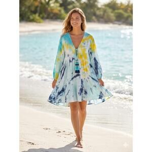 Young Fabulous & Broke Splendor Tie Dye Boho Mini Dress Size XS‎ Oversized Beach
